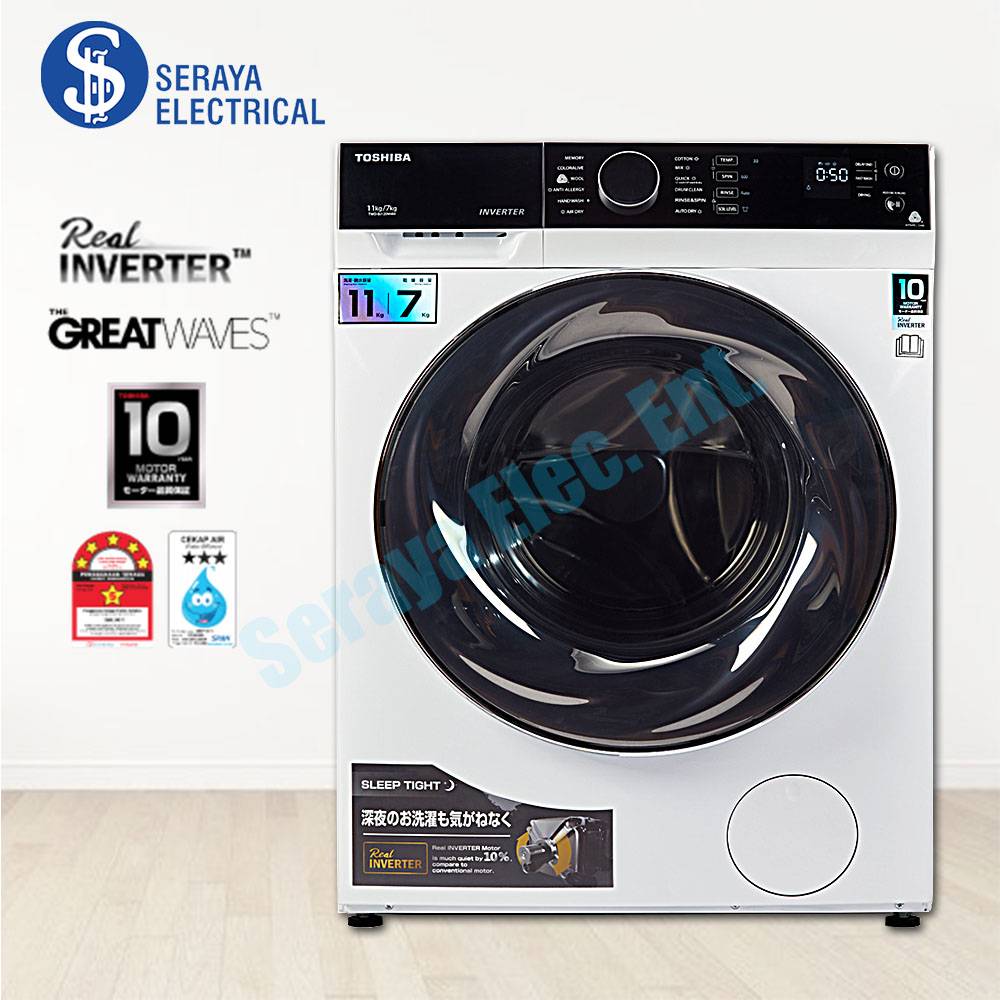 Toshiba 11KG + 7KG Front Load Real Inverter Washer Dryer TWDBJ120M4M