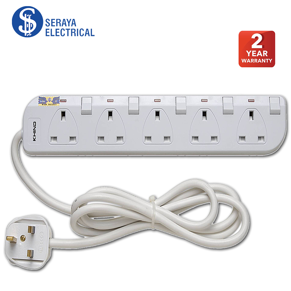 Khind 5 Ways Trailing Socket LN8135W